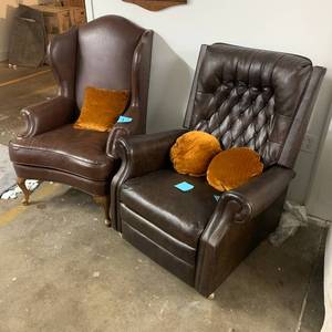 lot 12 image: Two Faux Leather Armchairs