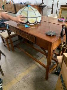 lot 16 image: Antique Style Hardwood DeskSide Table by Charles Pavlish (1914-2015)