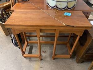 lot 17 image: Antique Style Hardwood Folding Table by Charles Pavlish (1914-2015)