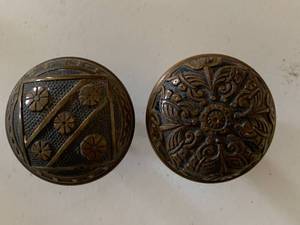 lot 158 image: Pair Victorian Bronze Doorknobs