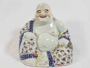 Seated Ceramic Laughing Buddha Figure