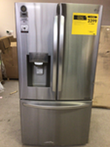 lot 19 image: LG Smart Wi-Fi Enabled 23.5-cu ft Counter-Depth French Door Refrigerator with Dual Ice Maker (Printproof Stainless Steel) ENERGY STAR