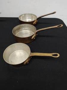 Three Helvetia Copper Sauce Pans