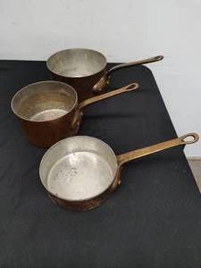 Three Helvetia Copper Sauce Pans