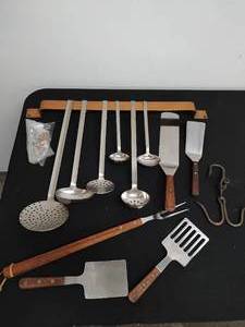 Copper Hanging Rack with Utensils