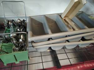 Collection of Silverware and Silverware Sorting Trays