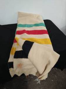 Vintage Hudsons Bay Point Four Points Wool Blanket