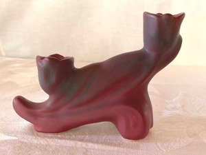 lot 30 image: Van Briggle Mulberry Glaze Candle Holders