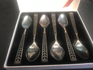 lot 260 image: 6 Piece Juvel AKA Jewel by Nils Hansel .830 Silver Spoons Demitasse Pattern