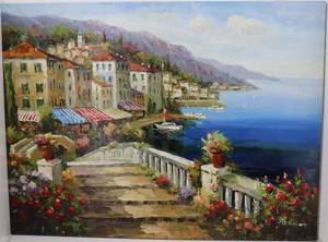 lot 8 image: Italian Canvas Oil Painting by Antonio