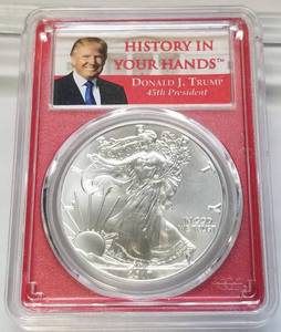 2017 AMERICAN SILVER EAGLE MS70 PCGS TRUMP