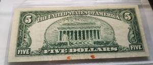 1953-A US RED SEAL $5 CURRENCY NOTE