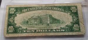 1934-A US $10 BLUE SEAL SILVER CERTFICATE