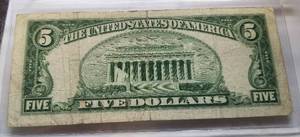 1950-B GREEN SEAL US $5 CURRENCY