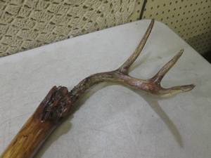 lot 230 image: (RMDR) Deer Antler Wood Cane...