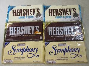 lot 235 image: (B-1) 6 Assorted Giant Hersheys Can...