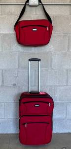lot 39 image: ProtoCall Red Wheeled Suitcase and Matching Carry on Bag
