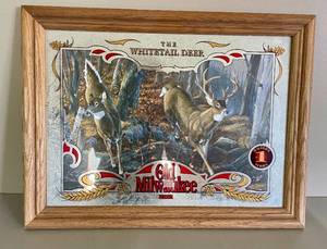 lot 49 image: Old Milwaukee Wildlife Series #1 Whitetail Deer Beer Mirror Sign