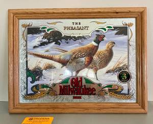 lot 51 image: Old Milwaukee Wildlife Series #3 Pheasant Beer Mirror Sign