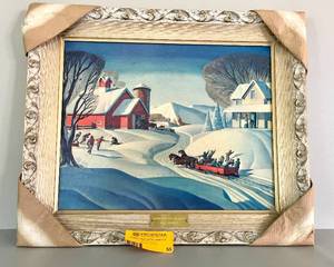 lot 55 image: Home for the Holidays Dale NIchols Painting.