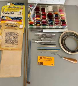 lot 58 image: Embroidery Thread Transfer Patterns and Assorted Crochet Hooks