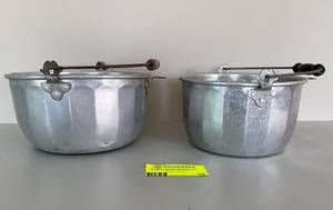 lot 94 image: Lot of 2 Aluminum Pots with Wood Handles