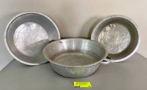 lot 98 image: Lot of 3 Large Metal Food Prep Tubs 