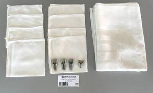 lot 109 image: Ivory Rectangle Tablecloth with Matching Napkins