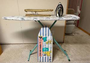 lot 136 image: Ironing Board Set w Iron Regular, Mini and Shirt Arm Press Board