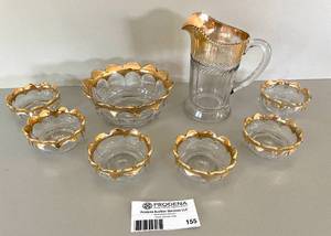 lot 155 image: Copper and Clear Glass Pitcher and Dishes
