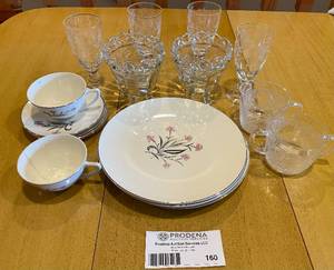 lot 160 image: Lot of Tiffany Knowles Dishes, Wine Glasses and More