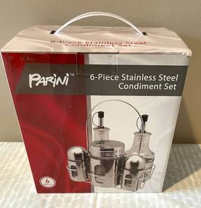 lot 179 image: Parini 6 Piece Stainless Steel Condiment Set