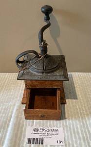 lot 181 image: Vintage Cast Iron Coffee Grinder