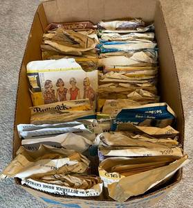 lot 218 image: Box of Vintage Adult Sewing Patterns