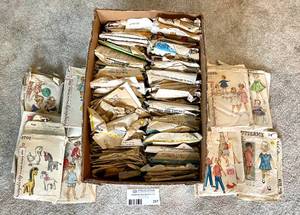 lot 217 image: Box of Vintage Childrens Clothing Sewing Patterns
