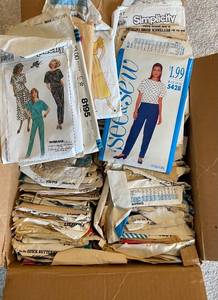 lot 219 image: Box of Vintage Adult Sewing Patterns.  