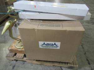 lot 204 image: WHOLESALE MIXED PALLET OF MISCELLANEOUS KITCHEN SINKS, SAND FILTER, ACCENT TABLE AND MORE