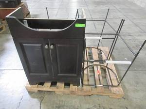 lot 210 image: WHOLESALE MIXED PALLET OF MISCELLANEOUS 24 VANITY CABINET AND STOOL BASES