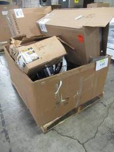 lot 113 image: WHOLESALE MIXED PALLET OF MISCELLANEOUS APPLIANCE PARTS, WHEEL BARROW PARTS, FILTERS AND MORE