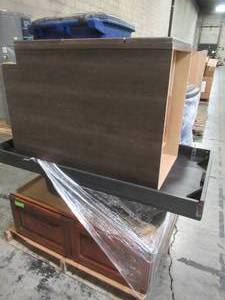 lot 115 image: WHOLESALE MIXED PALLET OF MISCELLANEOUS KITCHEN FURNITURE, RECYCLE BINS AND MORE