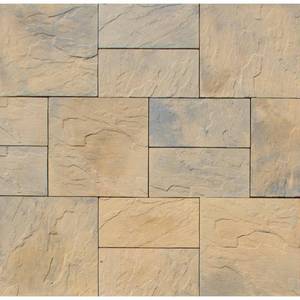 lot 301 image: NANTUCKET PAVERS Patio-on-a-Pallet 10 ft. x 10 ft. Concrete Tan Variegated Basketweave Yorkstone Paver (37 Pieces, 100 sq. ft.). 31034.