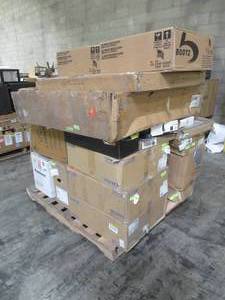lot 214 image: WHOLESALE MIXED PALLET OF MISCELLANEOUS SINK BASINS, BUILDING MATERIALS AND MORE