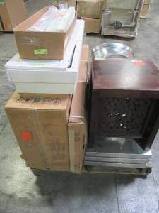 lot 233 image: WHOLESALE MIXED PALLET OF MISCELLANEOUS FURNITURE AND BUILDING MATERIALS