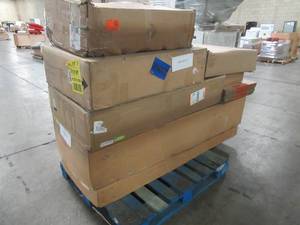 lot 406 image: WHOLESALE MIXED PALLET OF MISCELLANEOUS FUNITURE PARTS AND BUILDING MATERIALS