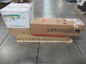 lot 410 image: WHOLESALE MIXED PALLET OF MISCELLANEOUS BED PARTS, BUILDING MATERIALS AND MORE