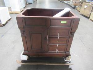 lot 12 image: James Martin Vanities Brookfield 36 in. W Bathroom Single Vanity Cabinet with Drawers in Warm Cherry 147-114-5586
