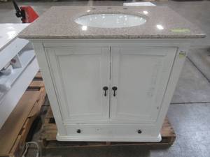 lot 16 image: Home Decorators Collection Newport 31 in. W x 21.50 in. D Bath Vanity in White with Top 9085-VS31L-DW