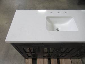 lot 43 image: Home Decorators Collection Drysdale 48 in. W x 34.5 in. H Bath Vanity in Sable with Engineered Stone Vanity Top in Lgt Vein Carrera with White Basin HDC48MFV
