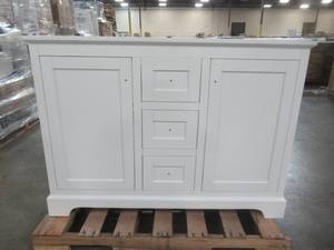 lot 50 image: Wyndham Collection 48 in. W x 22 in. D x 35 in. H Double Sink Bath Vanity in White WC-2323-48-DBL