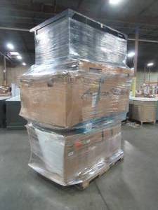 lot 56 image: WHOLESALE MIXED PALLET OF VANITY CABINET AND BATH TUBS